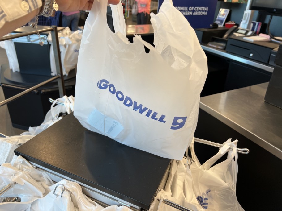 A goodwill shopping bag