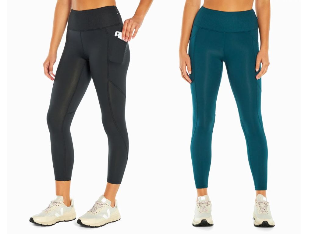 women wearing black and teal green Marika leggings