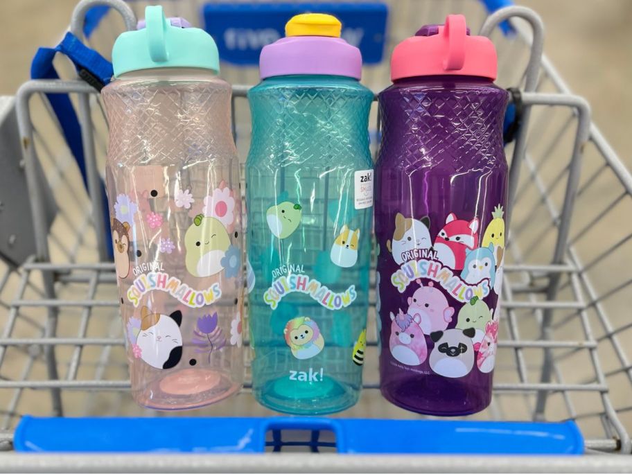 3 squishmallow water bottles in cart at five below