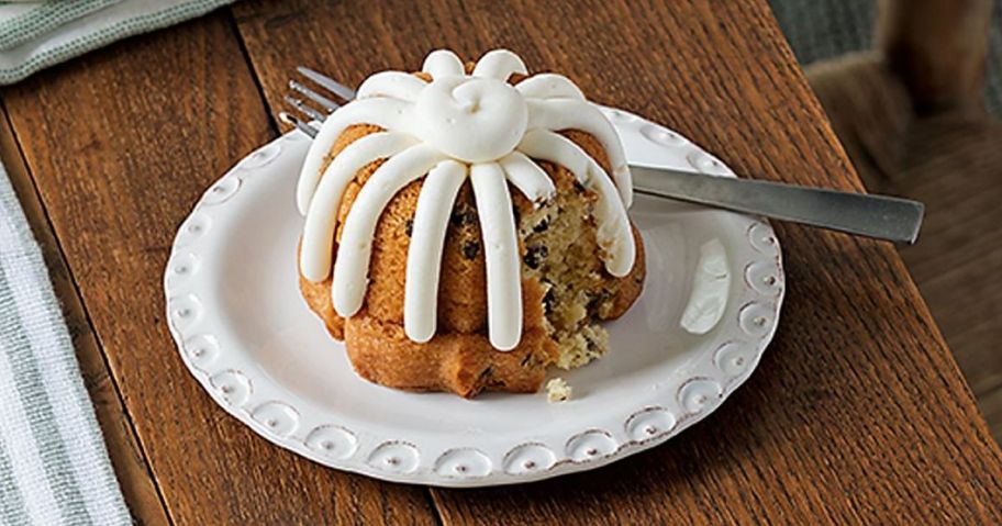 Nothing Bundt Cakes Bundtlet on plate with fork