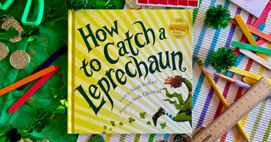 how to catch a leprechaun book and craft supplies on table