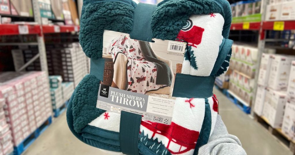 Plush sherpa holiday throw