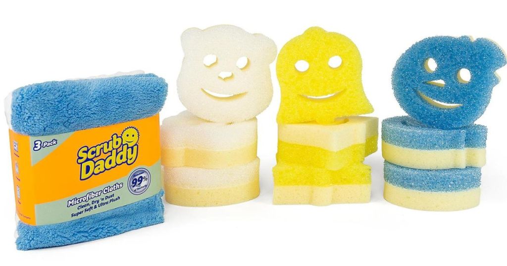 9 Scrub Mommy Winter sponges and 3 towels