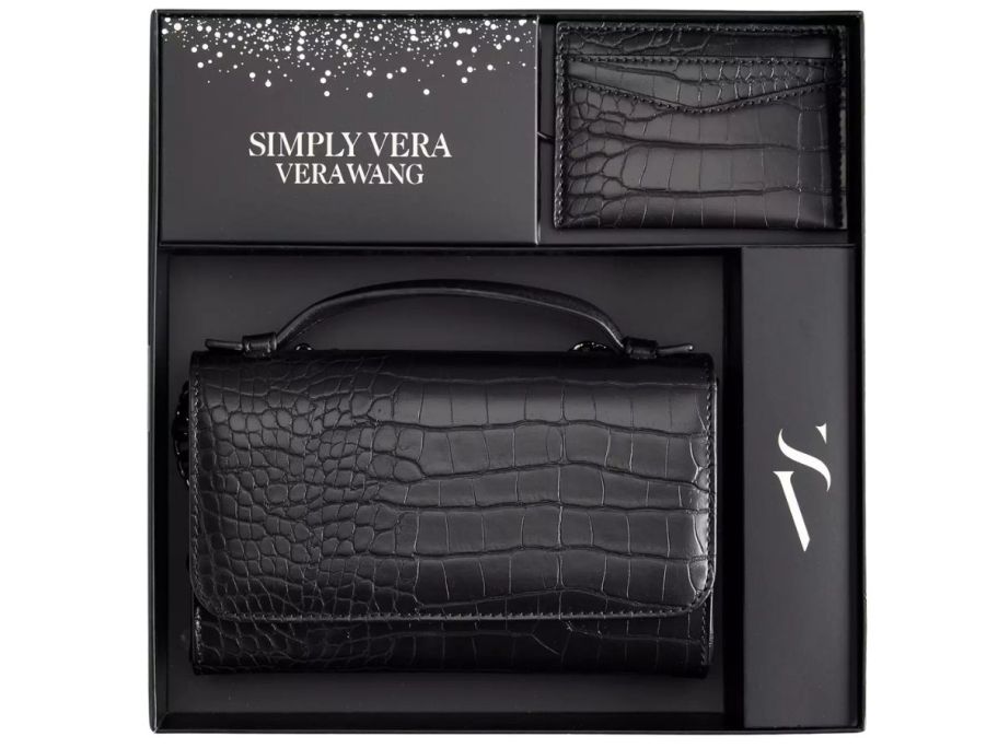 Simply Vera Vera Wang Phone Crossbody & Card Case Gift Box in Black Croc