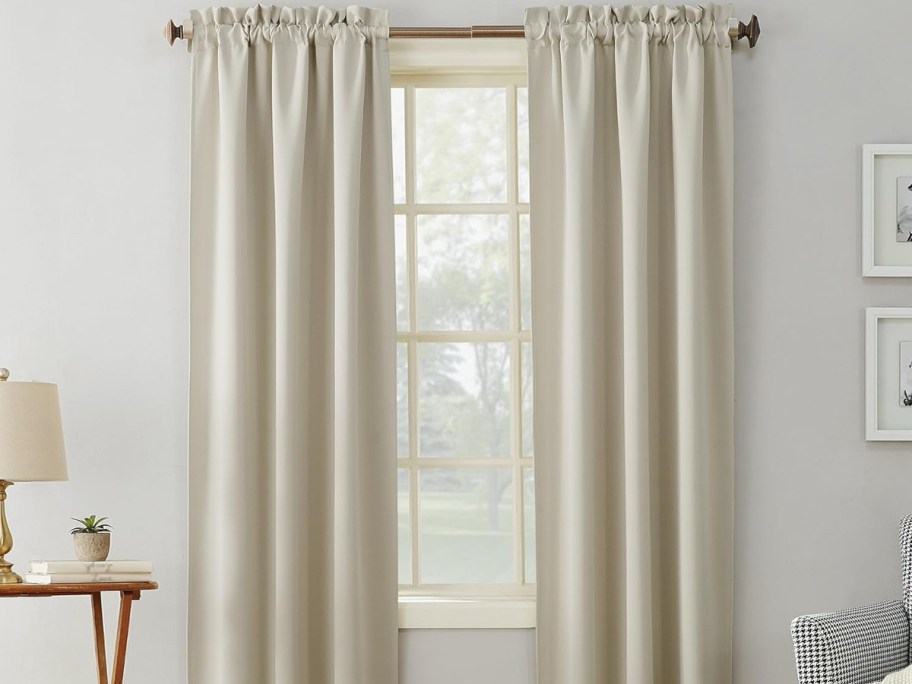 Sun Zero Easton Energy Saving Blackout Rod Pocket Curtain Panel Pearl