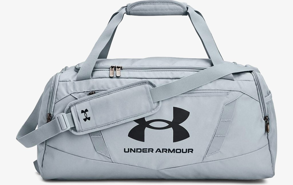 light grey under armour duffle bag