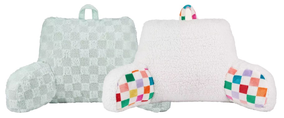 green checkered and multi colored backrest pillow