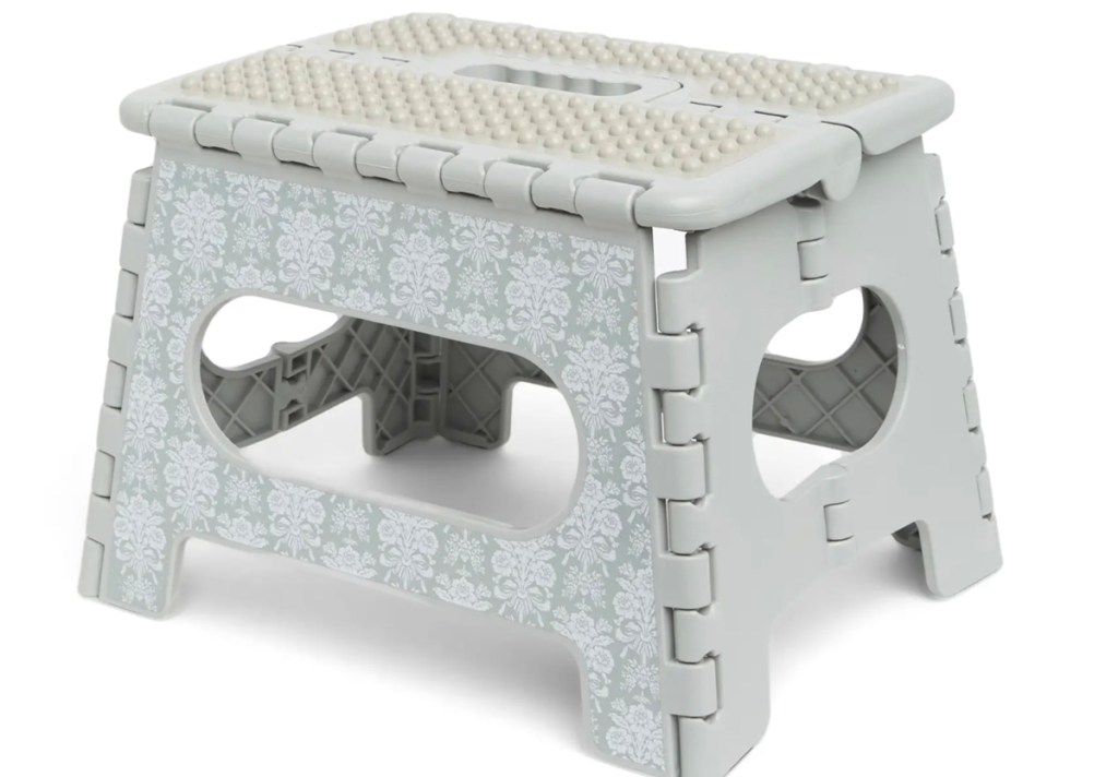 gray floral folding stool