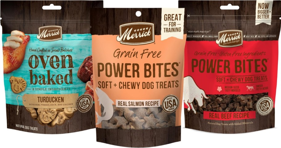 3 bags of Merrick Dog Treats