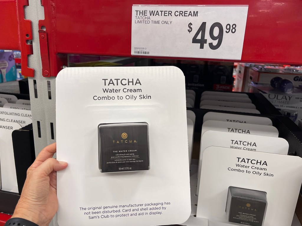 hand holding tatcha water cream