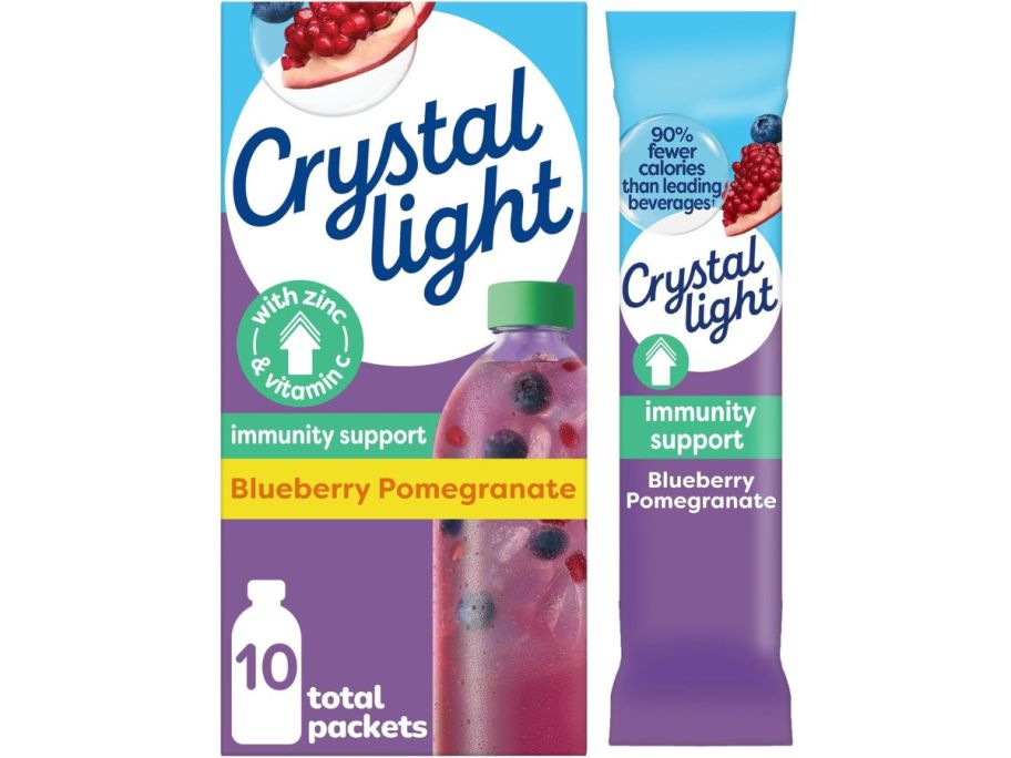 A box of Crystal Light Blueberry Pomegranate Drink Mix