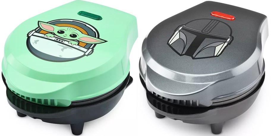 green and grey Mandalorian mini waffle makers