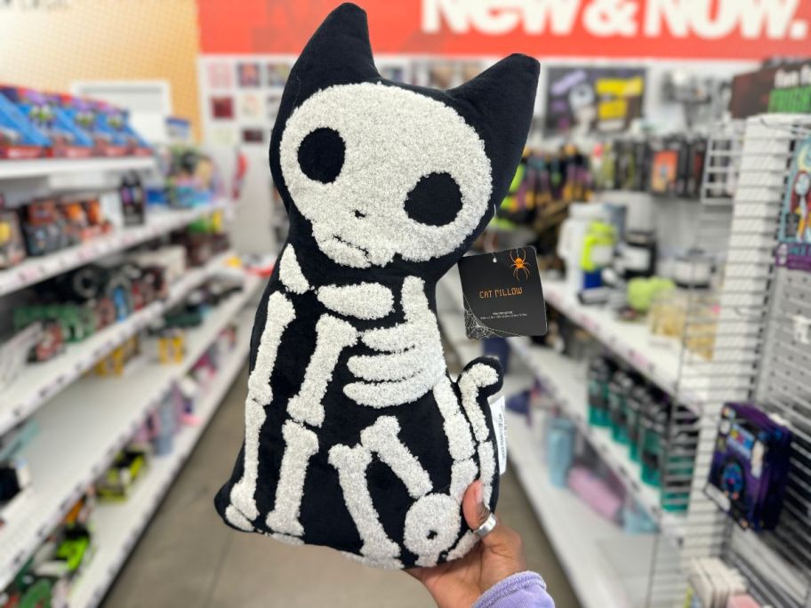 Five Below Halloween Skeleton Cat Pillow