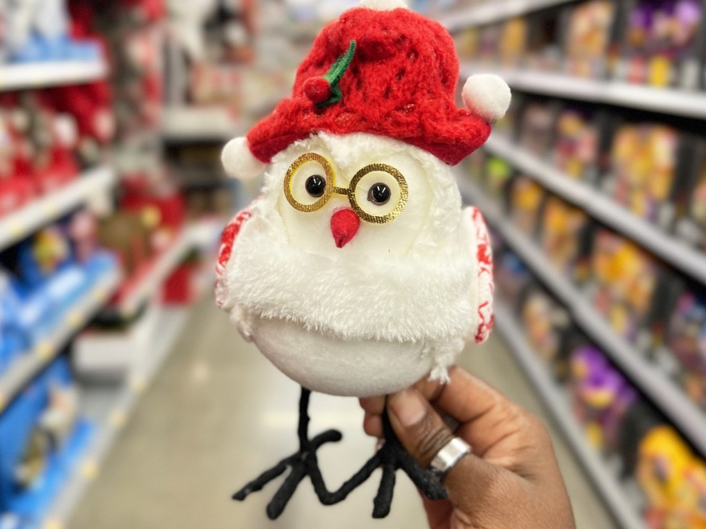 Red and White Fabric Bird with Red Hat and glasses