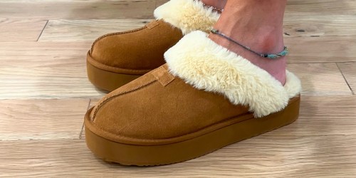 Women’s Suede Platform Slippers ONLY $18.98 on Walmart.online | Get The UGG Look for $100 LESS!