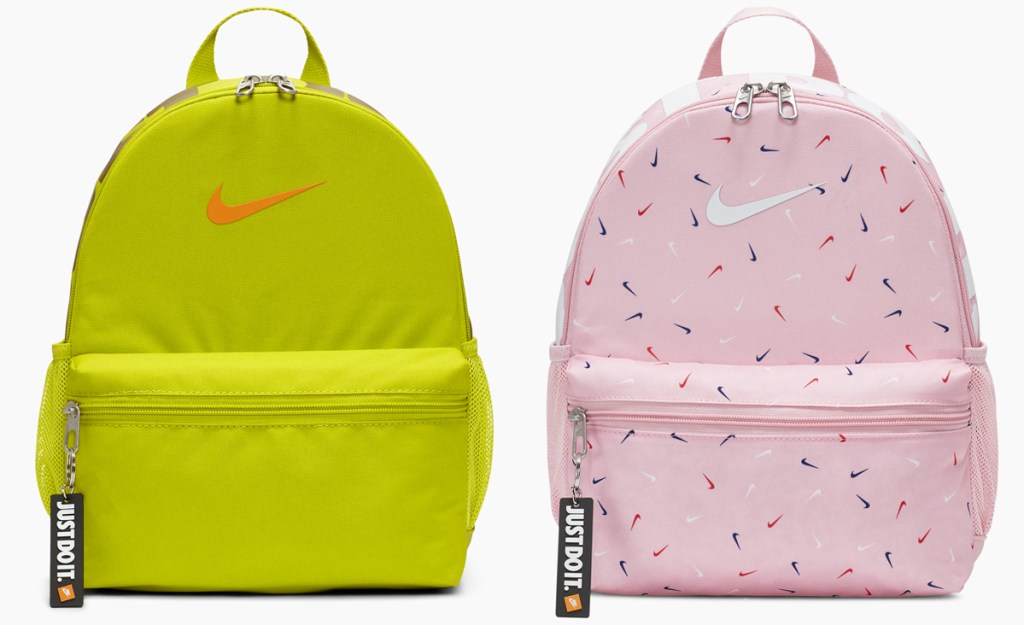 yellow and pink nike backpacks