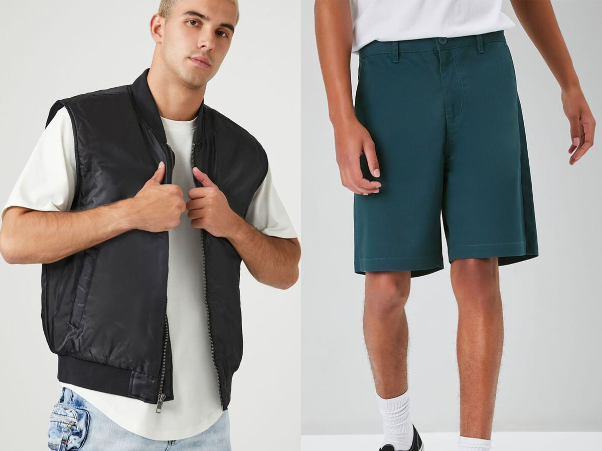 men wearing black vest and green shorts