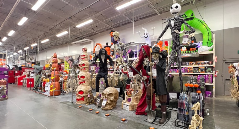 home depot halloween display with tons of display items on show