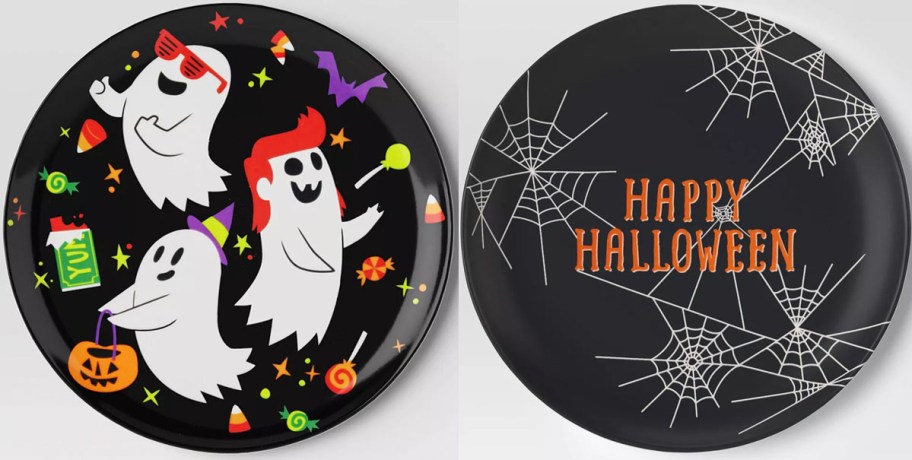 ghost and spiderweb black dinner plates