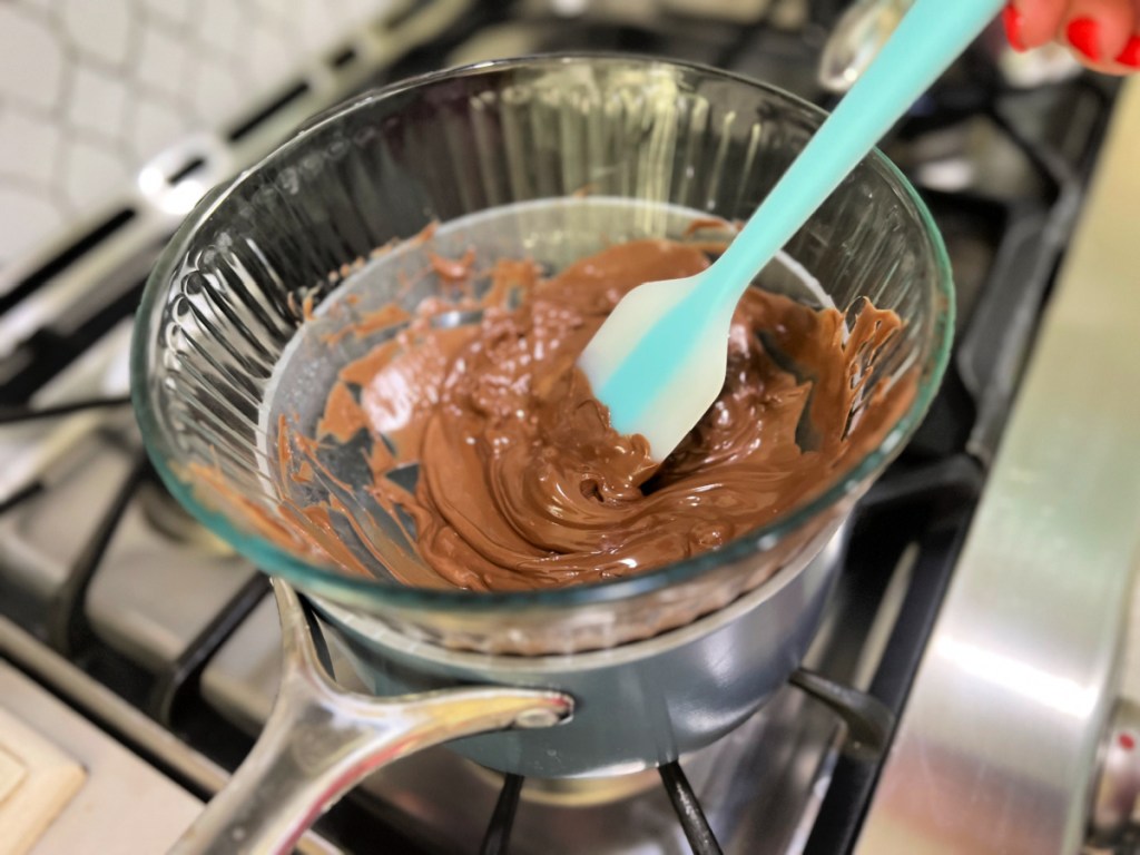 melting chocolate chips on the stove