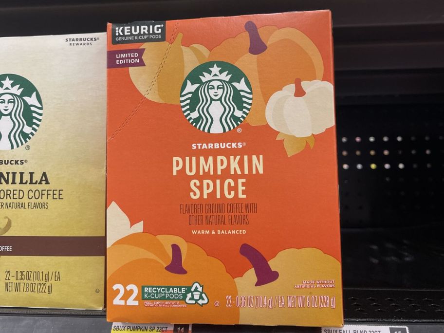 Starbucks Pumpkin Spice K-Cups 22-Count in store on shelf