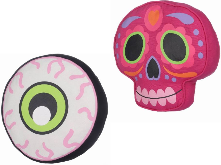 Stock images of Way to Celebrate Eyeball and Sugar Skull Pillows