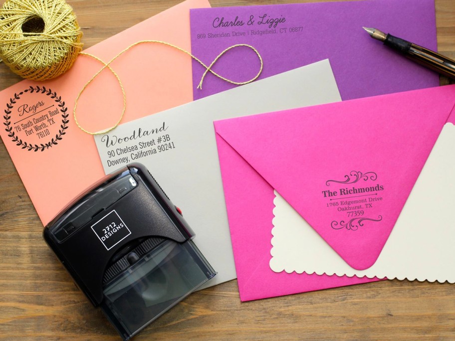 self inking stamp with envelopes