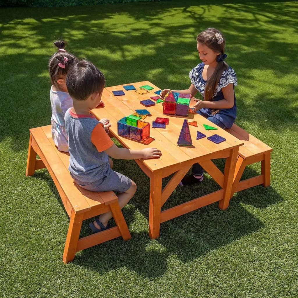 Sportspower Kids Wooden Picnic Table with Separated Bench 