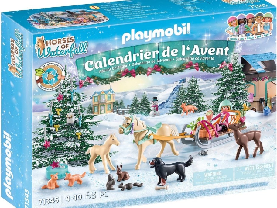 blue box with a Playmobil Advent Calendar - Christmas Sleigh Ride theme