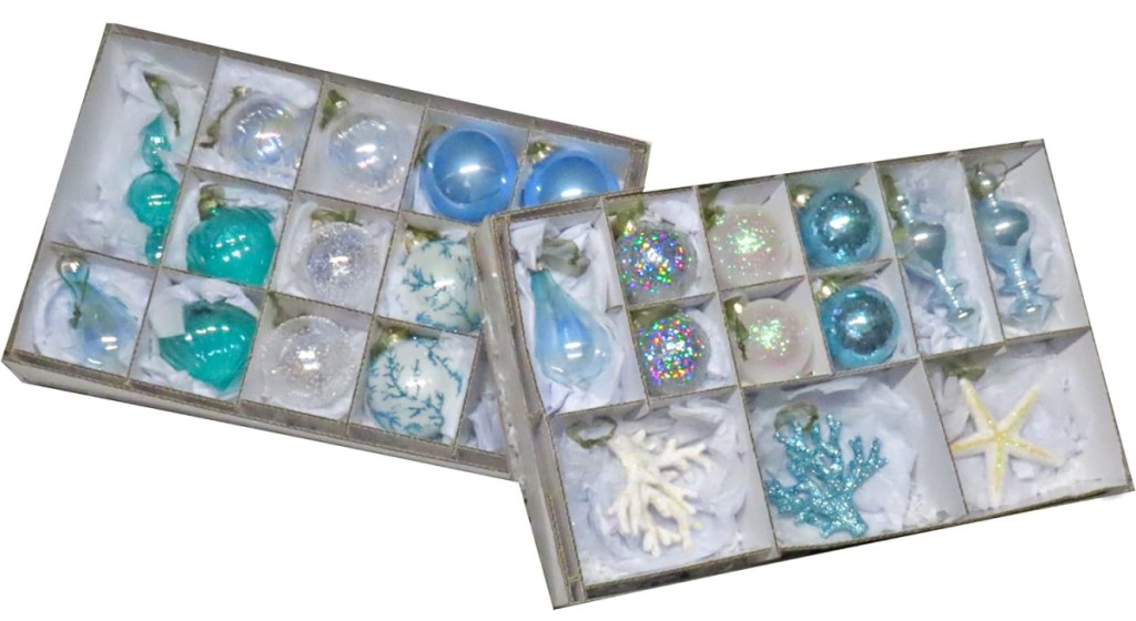 HGTV Home Collection Set of 24 Glass Christmas by The Sea Ornaments