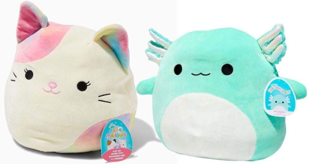 Squishmallows™ Flip-A-Mallows Cat 12" Plush Toy and Squishmallows™ 12'' Anastasia Turquoise Axolotl Plush Toy 