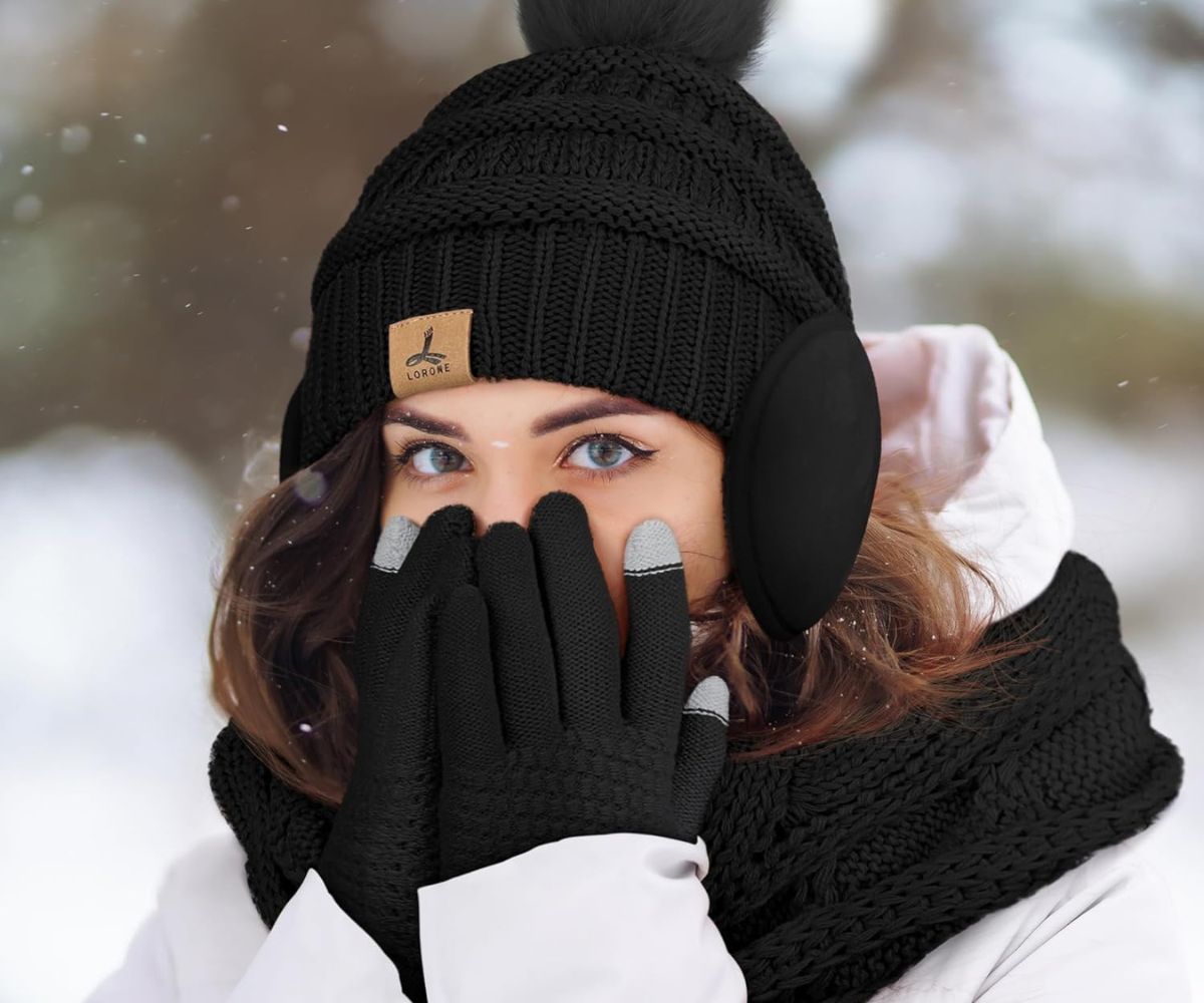 Beanie Hat, Scarf, Gloves, & Ear Warmer Bundle Just $12.99 on Amazon (Regularly $30)