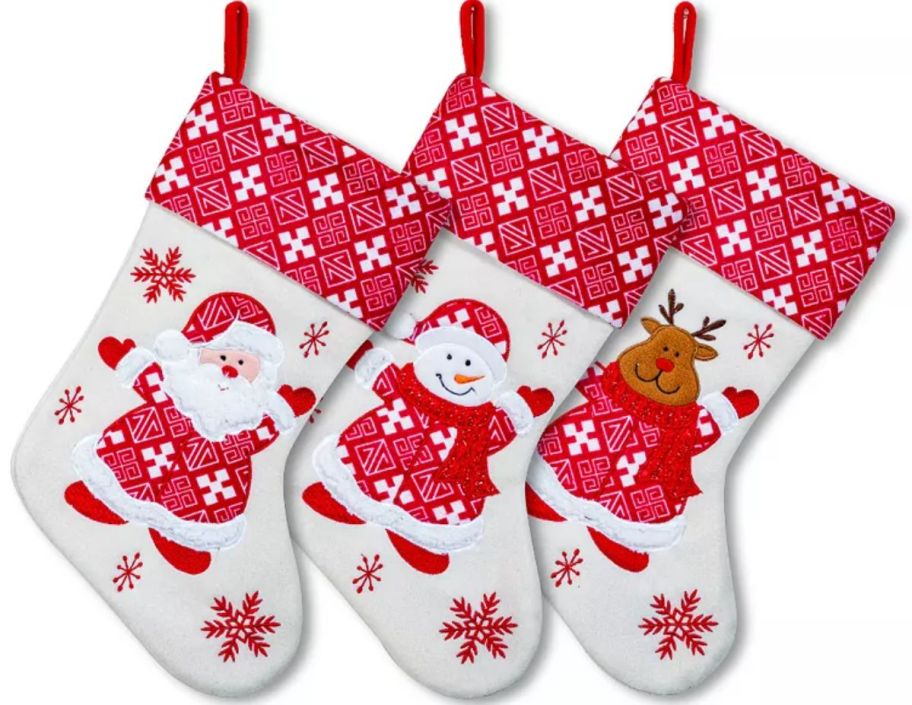 a 3 piece set of christmas stockings