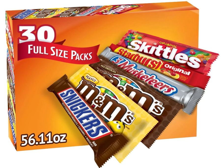 M&M's, Skittles and More Candy Bars Variety Pack Full Size 30-count