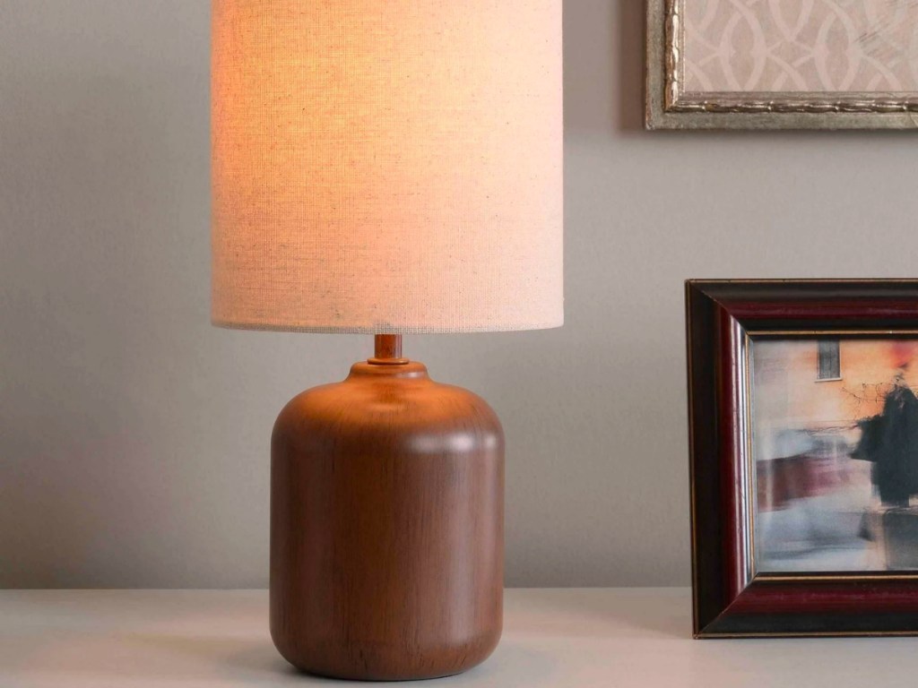 Mainstays 12.75" Mini Faux Wood Table Lamp