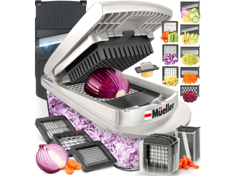 Mueller Pro-Series 10-in-1 Vegetable Slicer, Chopper, & Dicer with Container