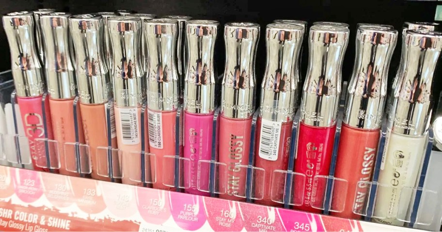 Rimmel Lip Gloss on display at a store