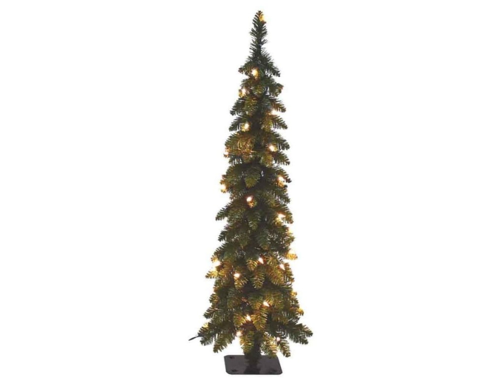 Santa's Workshop 4' Pre-Lit Pencil Slim Christmas Tree w_ 70 UL Warm Lights