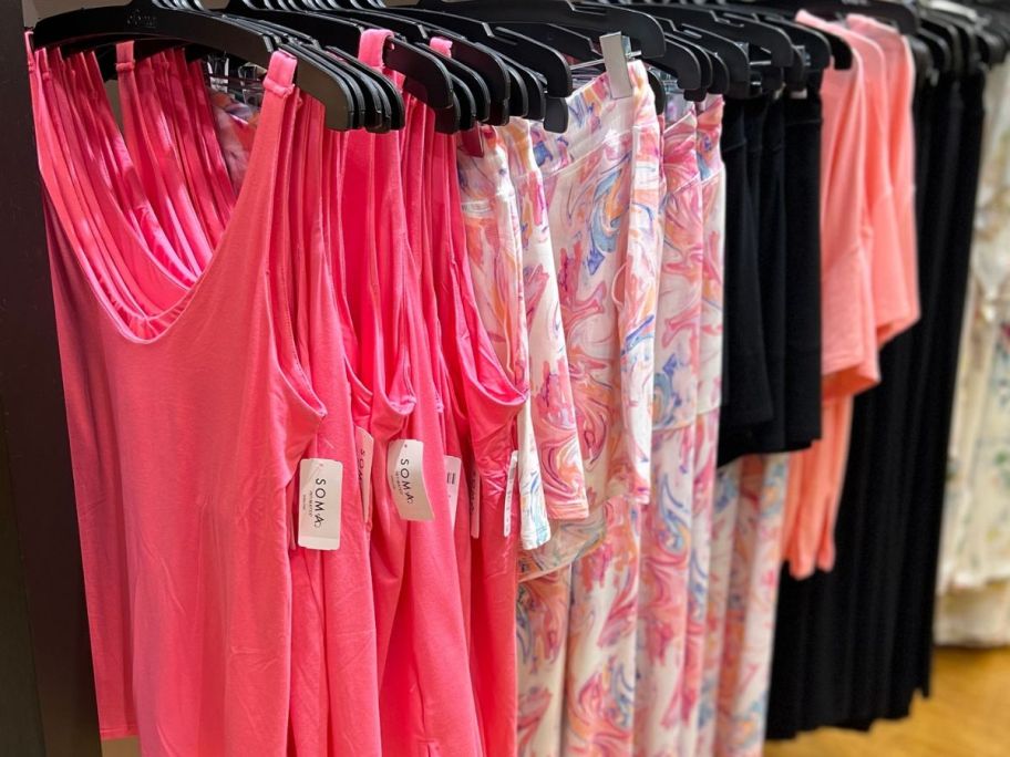 A rack of Soma sleepwear