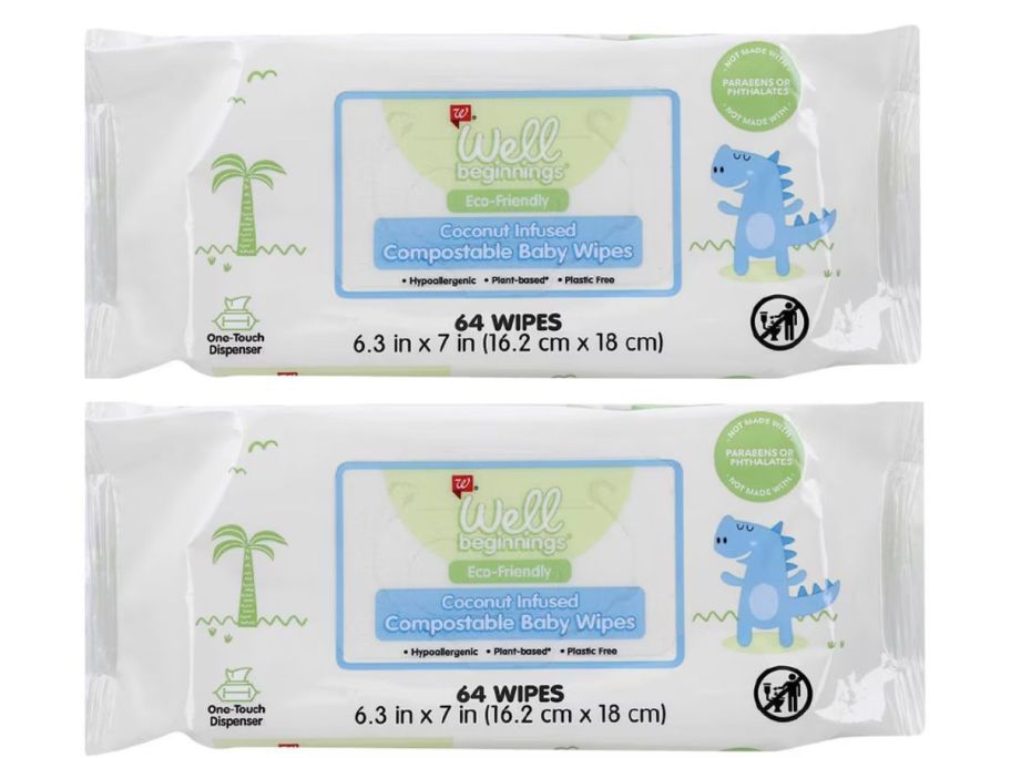 2 packages of Well Beginning Baby Wipes