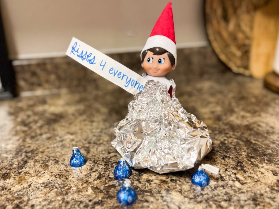 elf wrapped in tin foil like hersheys kiss