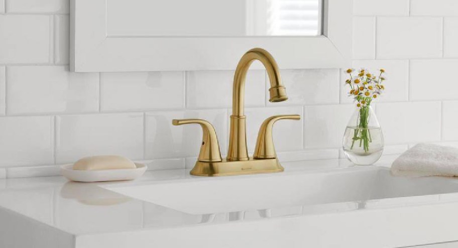 gold finish bathroom faucet