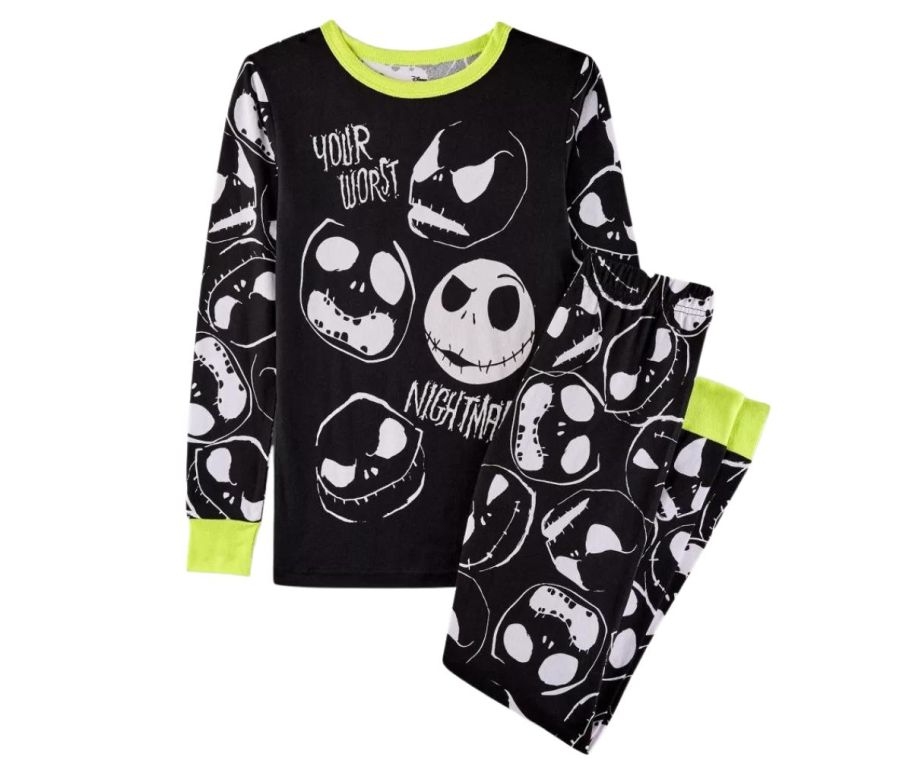 The Nightmare Before Christmas Kids Jack Skellington 2-Piece Glow In The Dark Tight Fit Pajama Set stock photo