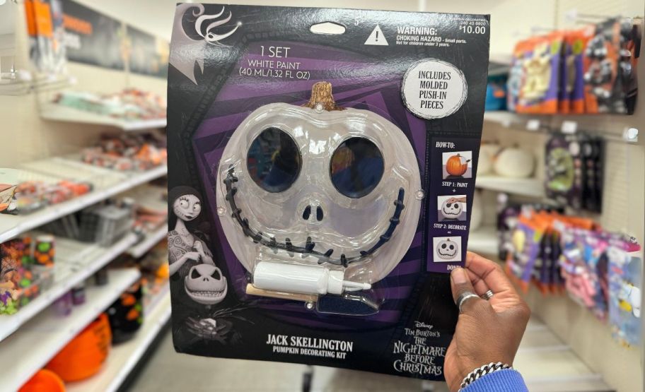 a jack skellington no carve pumpkin decorating kit