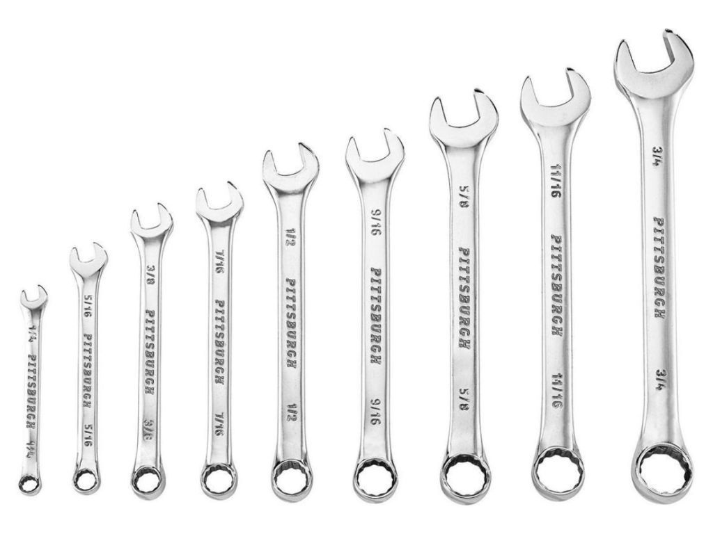 Pittsburgh Fully Polished SAE onlinebination Wrench Set, 9 Piece 