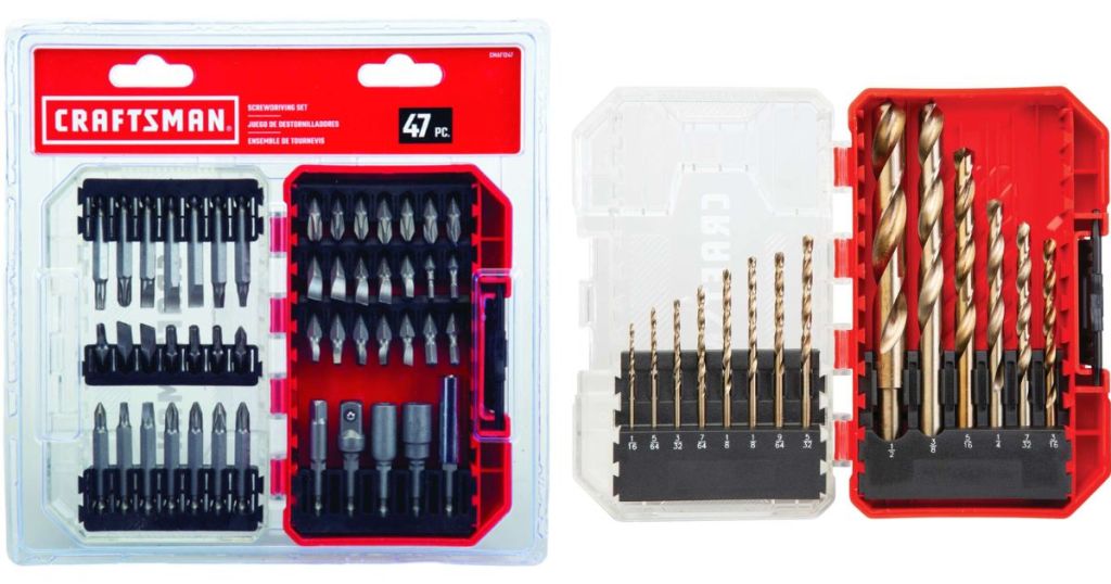 Craftsman Driver Bit Set Steel 47 pc and Craftsman Gold Oxide Drill Bit Set Round Shank 14 pc 