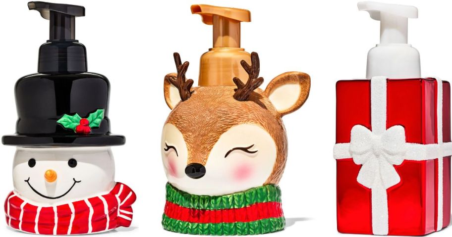 Stock images of 3 Bath & Body works holiday soap dispensers