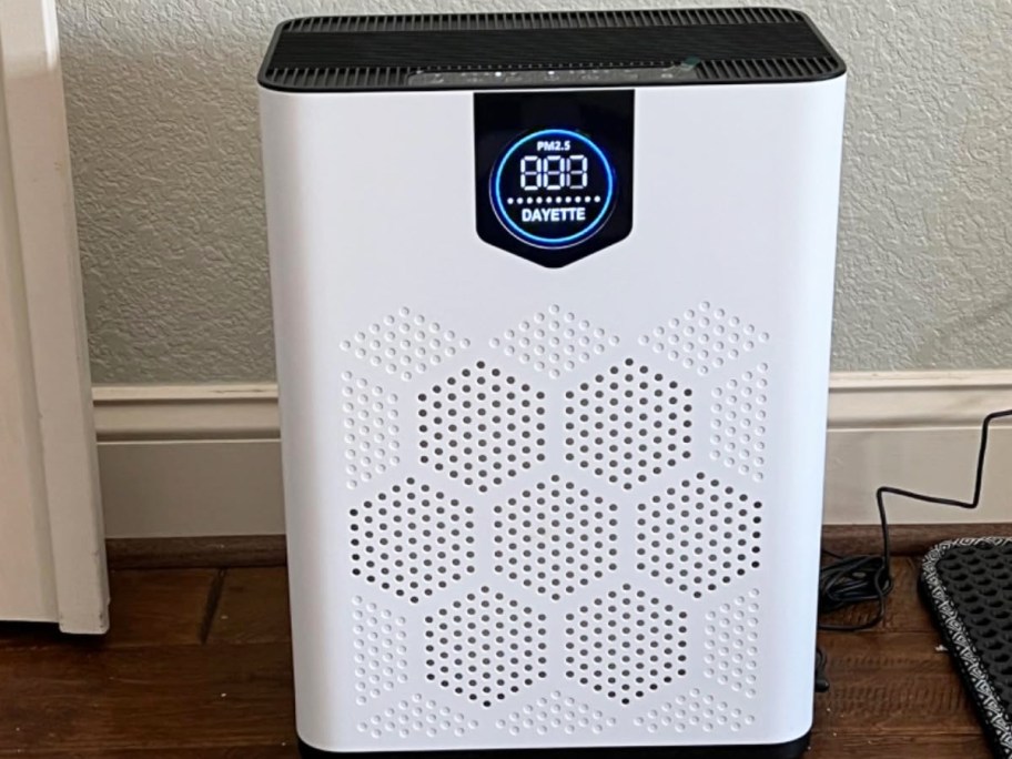 rectangular white and black air purifier