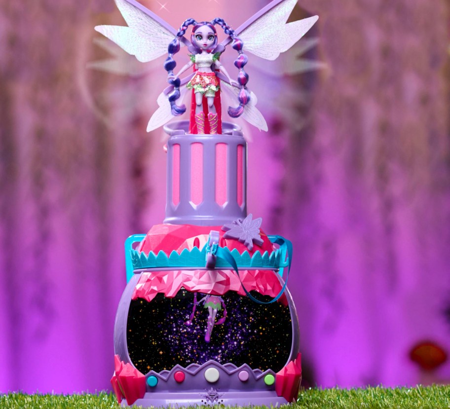 pixie lantern toy on purple background