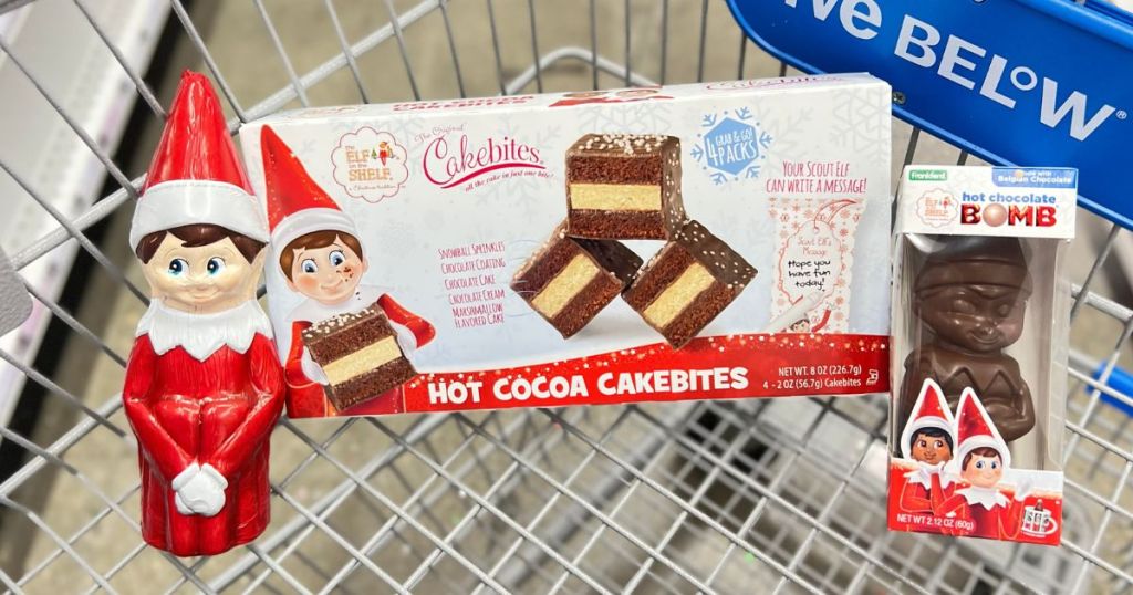 Elf on the Shelf Chocolate Elf, Cakebites and Hot Cocoa Bomb at Five Below in cart